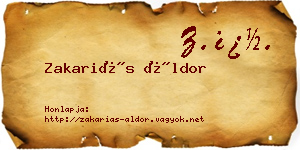 Zakariás Áldor névjegykártya